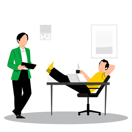 Male employee talking coffee at office  Illustration