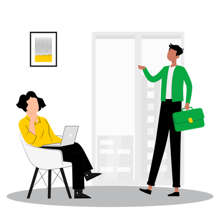 Male employee talking with boss  Illustration