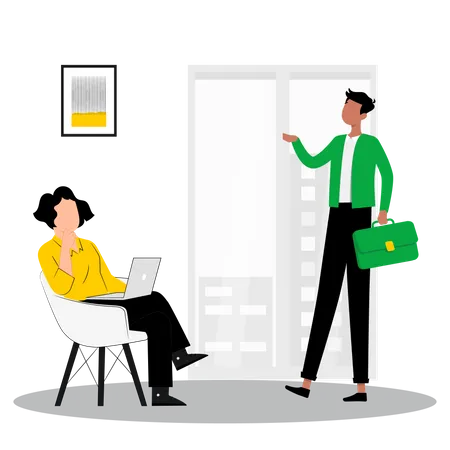 Male employee talking with boss  Illustration