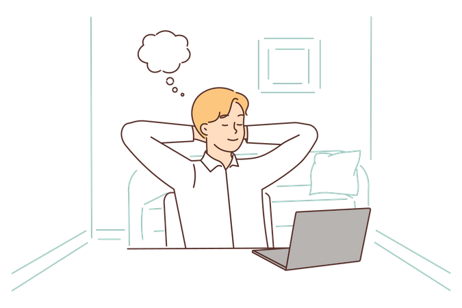 Male employee thinking at office  Illustration