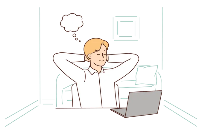 Male employee thinking at office  Illustration