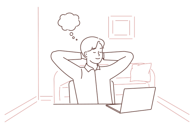 Male employee thinking at office  Illustration