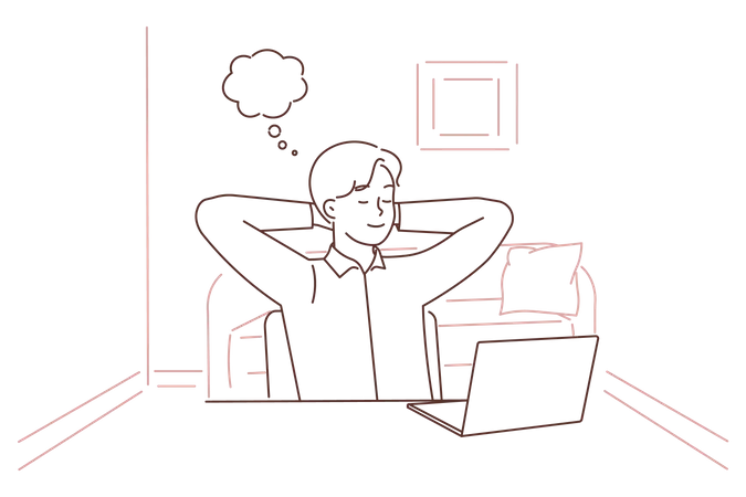 Male employee thinking at office  Illustration