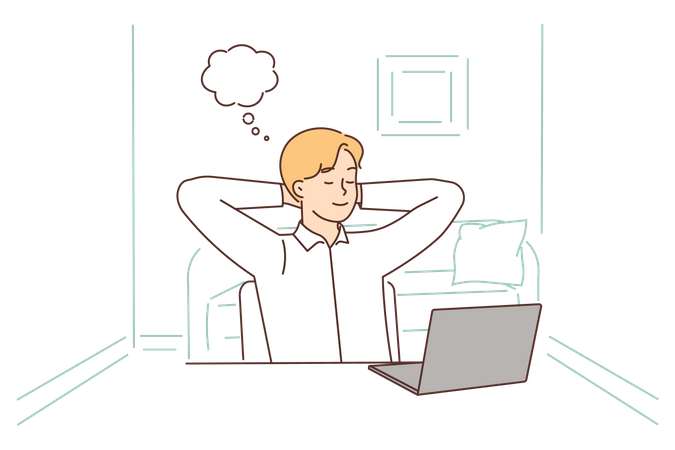 Male employee thinking at office  Illustration