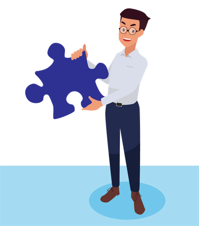 Male employee with creative solution Illustration