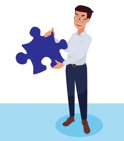 Male employee with creative solution  Illustration