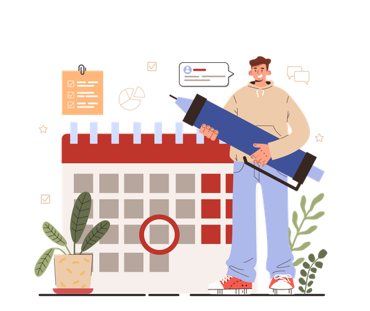 Male employee with planning skill  Illustration