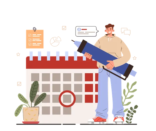 Soft Skills Concept Business People Or Employee With Planning Skill Setting A Goal Or Target And Following Schedule Idea Of Planning And Organization Time Optimization Flat Vector Illustration Illustration