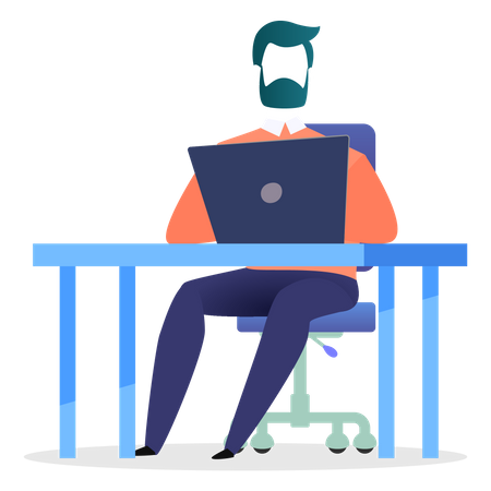 Male employee working at office Illustration