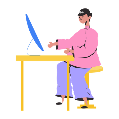 Male employee working at office  Illustration