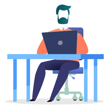 Male employee working at office  Illustration