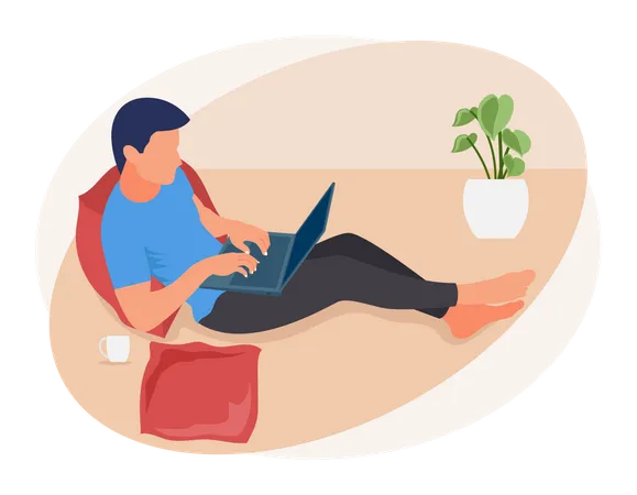 Male employee working from home  Illustration