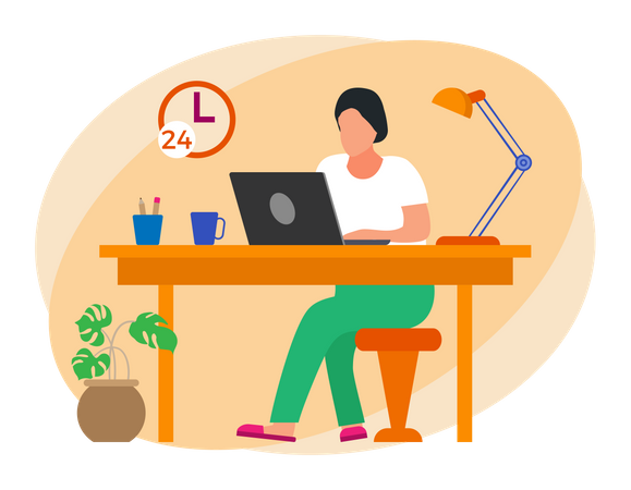 Male employee working from home Illustration