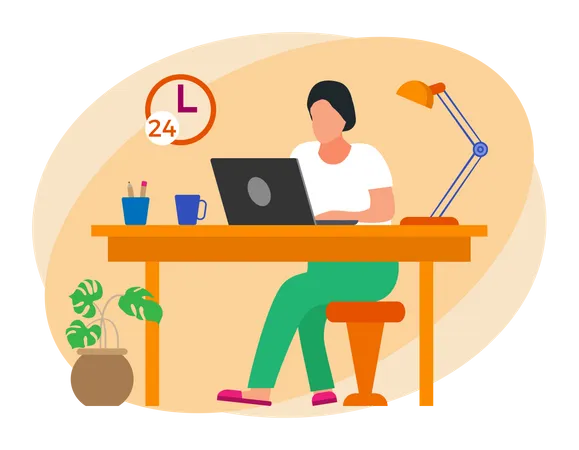 Male employee working from home  Illustration