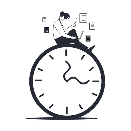 Male employee working from home in working hours  Illustration