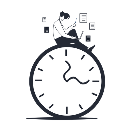 Male employee working from home in working hours Illustration