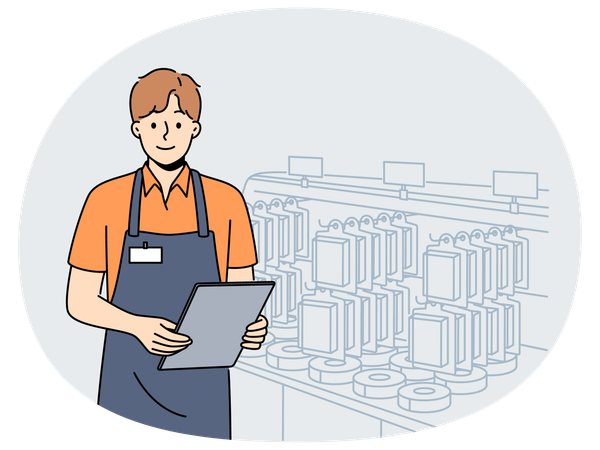 Male employee working in hypermarket  Illustration