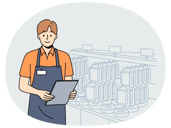 Male employee working in hypermarket  Illustration