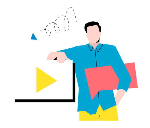 Male employee working on advertising video Illustration