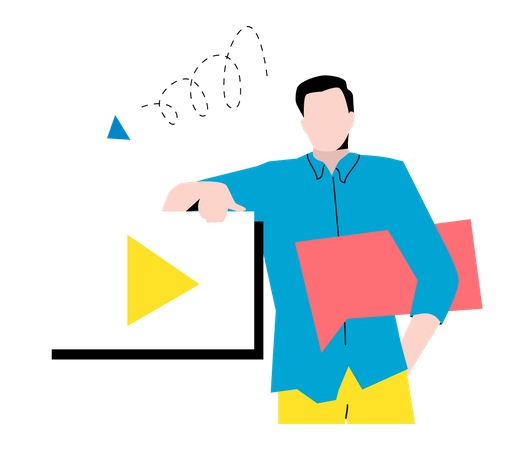 Male employee working on advertising video  Illustration