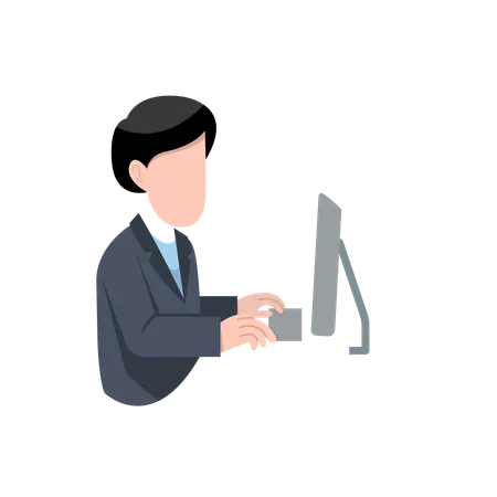 Male employee working on computer  Illustration