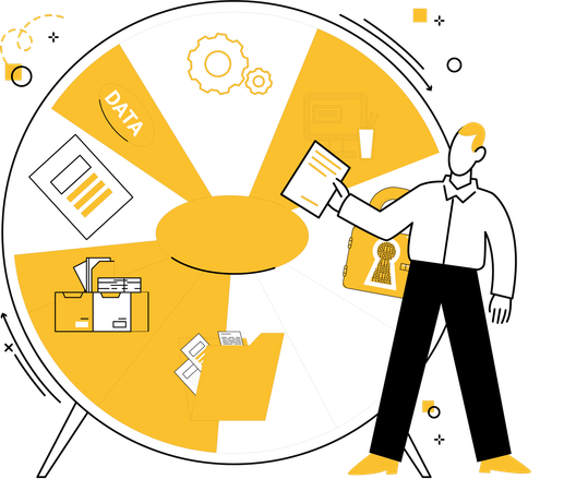 Male Employee working on data Algorithm Design  Illustration