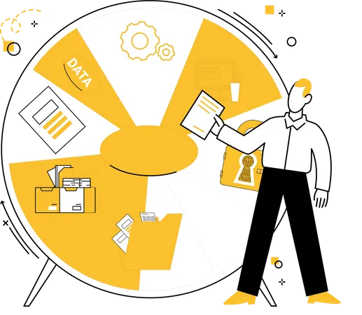 Male Employee working on data Algorithm Design  Illustration