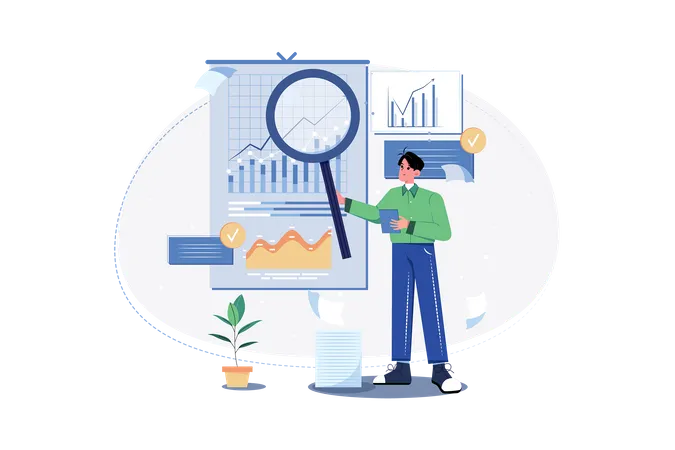 Title Analyst Conducting Property Title Research Illustration