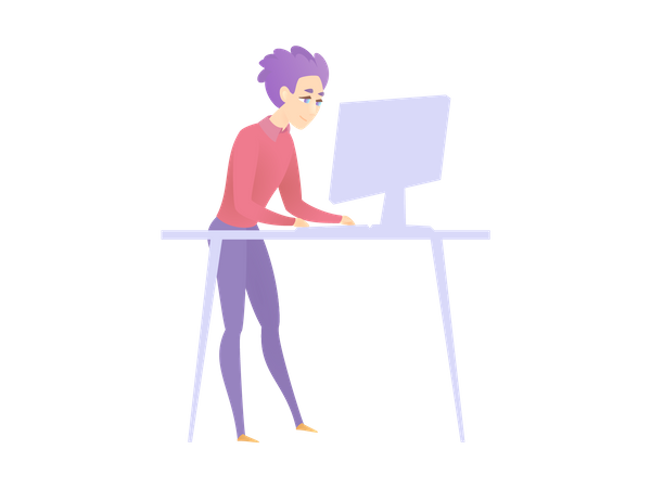 Male employee working on his computer  Illustration