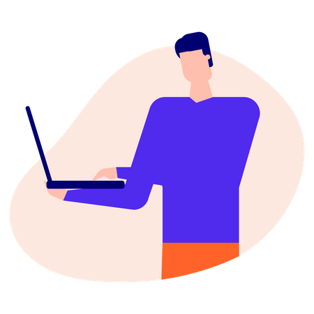 Male employee working on laptop  Illustration