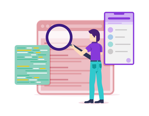 Male employee working on SEO  Illustration
