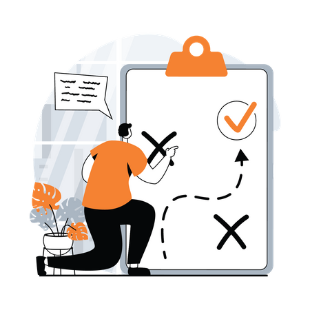 Male employee working on strategy planning  Illustration