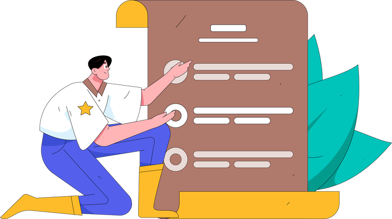 Male employee working on to do list  Illustration