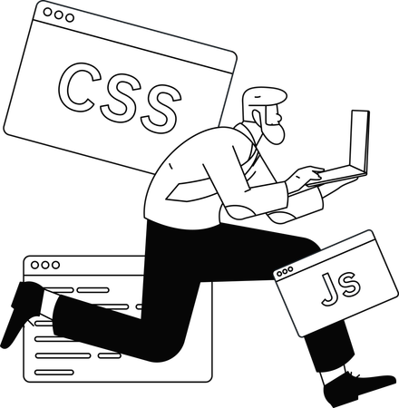 Male employee working on web development  Illustration