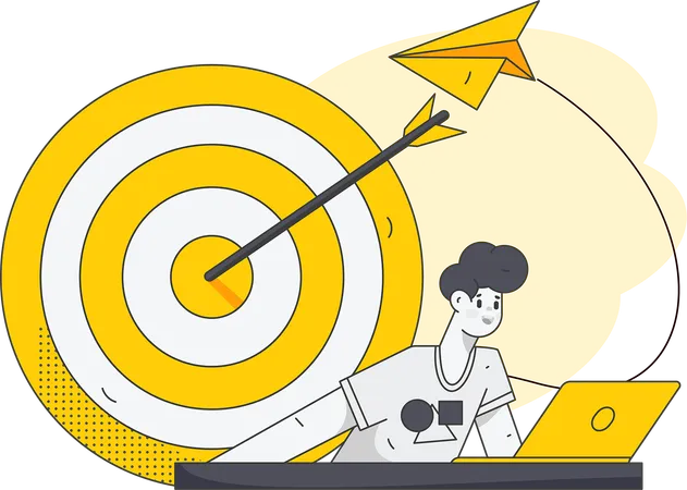 Male employee working towards target  Illustration