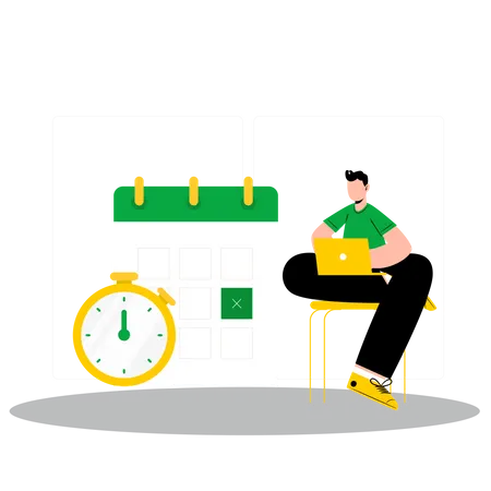 Male employee working with time limit  Illustration