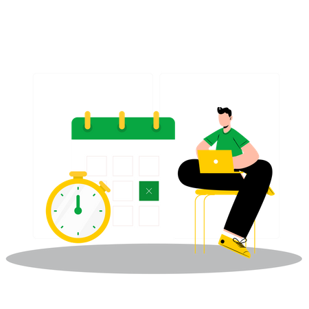 Male employee working with time limit  Illustration