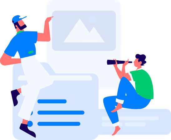 Male employees working on web design  Illustration