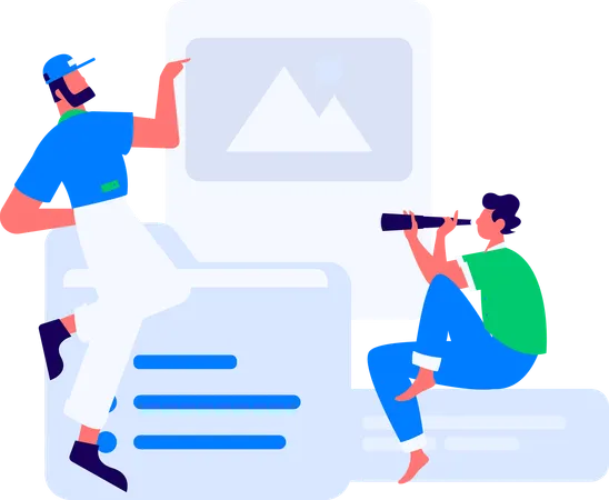 Male employees working on web design  Illustration