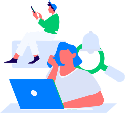 Male employees working on web design  Illustration