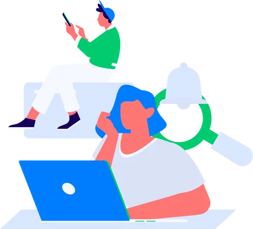 Male employees working on web design  Illustration