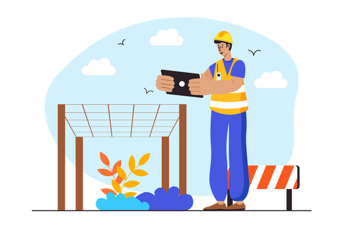 Male engineer at construction site  Illustration