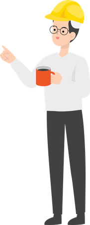 Male Engineer holding coffee cup Illustration