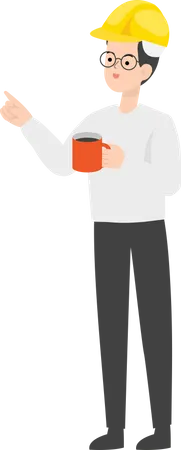 Male Engineer holding coffee cup  Illustration