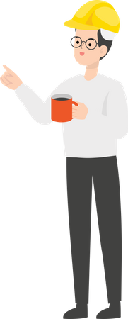 Male Engineer holding coffee cup  Illustration