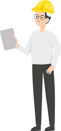 Male Engineer holding paper  Illustration