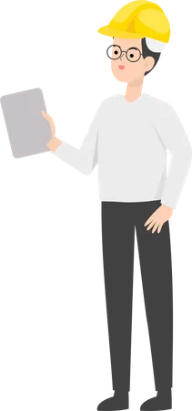 Male Engineer holding paper  Illustration