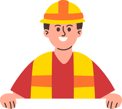 Male Engineer Peeking  Illustration