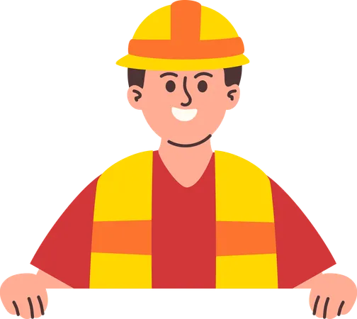 Male Engineer Peeking  Illustration