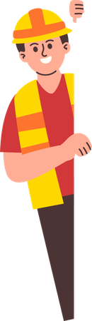Male Engineer Peeking  Illustration